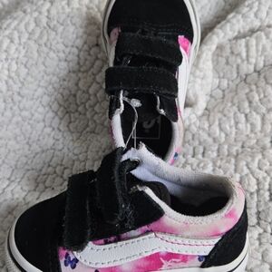 Vans Kids Black and Pink Floral Sneakers